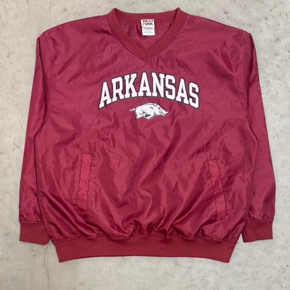 Vintage 90s Arkansas Razorbacks Pullover Windbreaker Sweatshirt